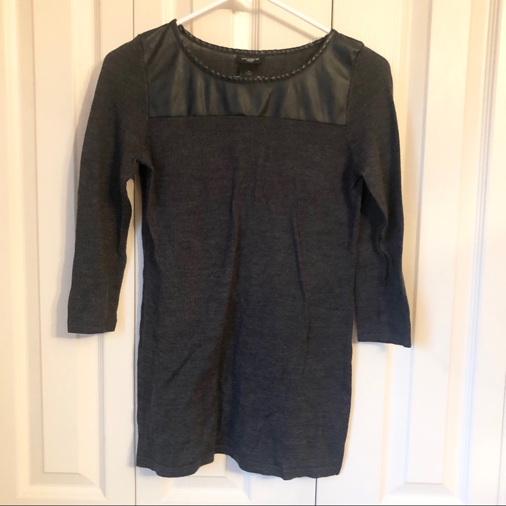 Ann Taylor Petite Wool Blend Faux Leather Sweater